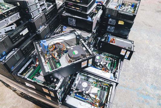 Ewaste - pile of old PCs to be recycled